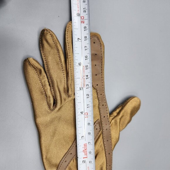 Faux Leather Gloves Black & Yellow Stretchy Lot of 2 Wrist Length Vtg - Picture 8 of 12